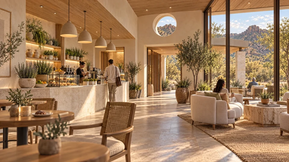 Preliminary concept rendering of the proposed airport welcome café