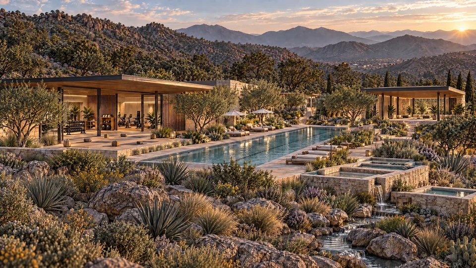 Preliminary Sage fitness pavilions, lap pool and recovery courtyard